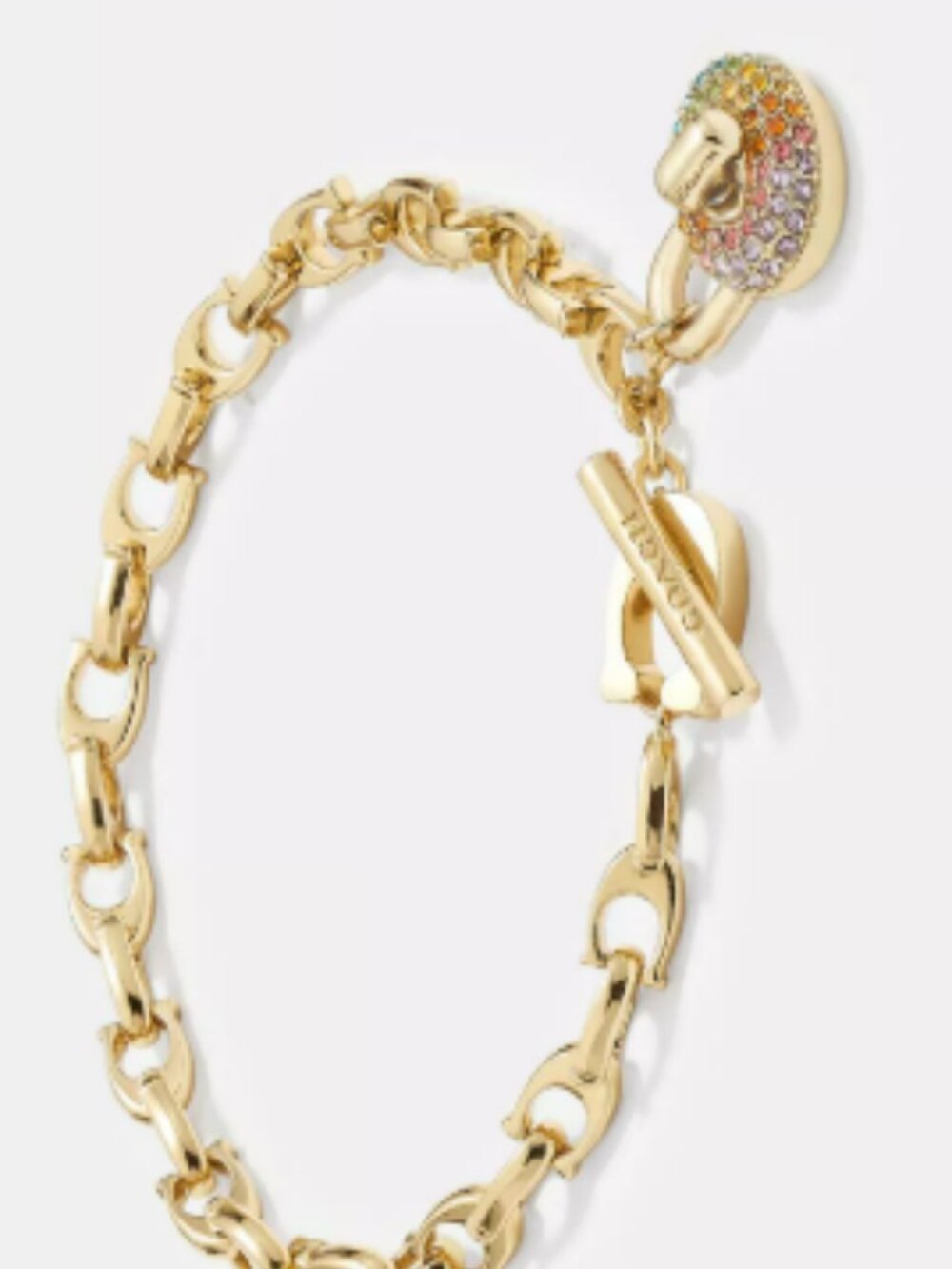 COACH Pavé Turnlock Signature Chain Bracelet